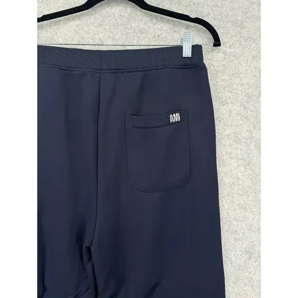 NWT AMI Nautical Blue & White Heavyweight Striped Track Pants Size SMALL